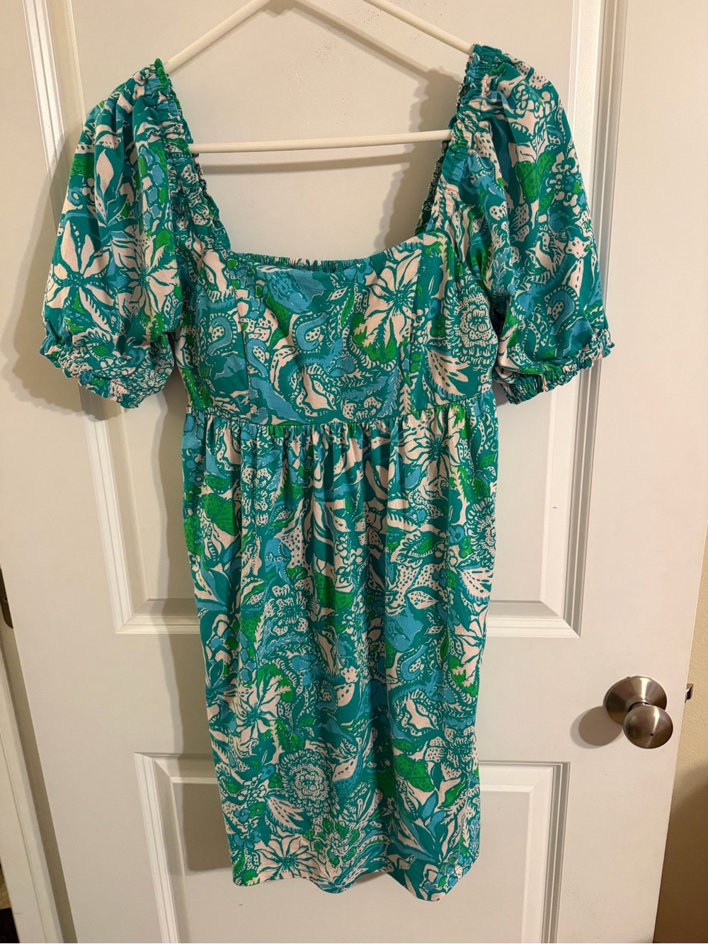 Lilly Pulitzer Delaney Teal, Green & White Floral Midi Dress